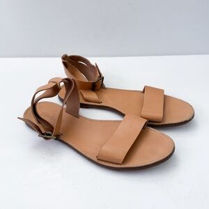 Madewell Boardwalk Tan Leather Ankle Strap Sandals